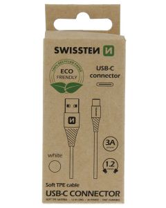 Swissten datový kabelusb/usb-c  bílý 1,2m  (eco balení)