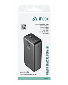 POWER BANKA 30000 mAh, 10,5W, 2x USB-A ČERNÁ