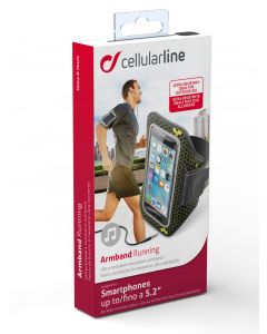 Sportovní neoprénové pouzdro CellularLine ARMBAND RUNNING, pro smartphony do velikosti 5,2", černá