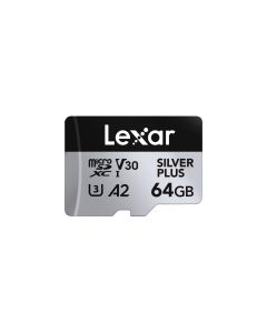 Lexar 64GB H-P Silver Plus microSDXC s adp C10 A2
