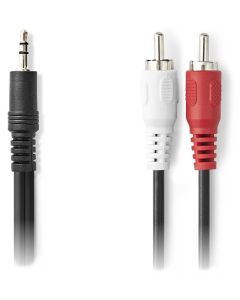 NEDIS redukční stereo audio kabel s jackem/ zástrčka 3,5 mm - 2x zástrčka RCA/ černý/ bulk/ 1,5m