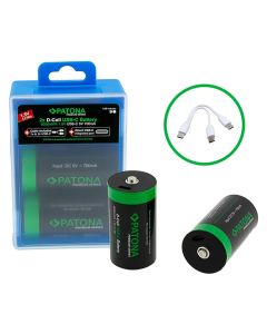 PATONA nabíjecí baterie LR20 mono D Li-lon 4000mAh 1,5V s USB-C nabíjením, 2ks v balení