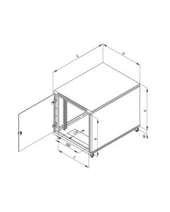 Triton 19" kontejnerový rozvaděč 12U, 1000hl, barva černá, perf.plech dveře
