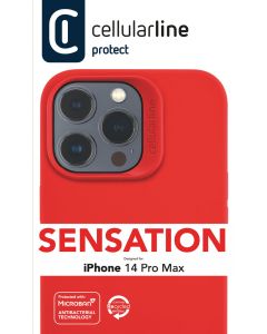Ochranný silikonový kryt Cellularline Sensation pro Apple iPhone 14 Pro Max, červený
