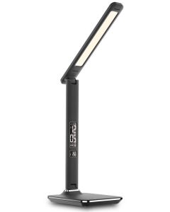 IMMAX LED stolní lampička Kingfisher/ 9W/ 450lm/ 12V/1A/ 3 různé barvy světla/ sklápěcí rameno/ USB/ černá