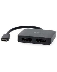 NEDIS kabelový adaptér USB-C/USB 3.2 Gen 1/ USB-C zástrčka - 2x Displayport zásuvka/ kulatý/ černý/ BOX/ 20cm