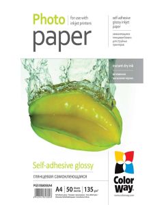 COLORWAY fotopapír/ samolepící/ glossy 135g/m2, A4/ 50 kusů