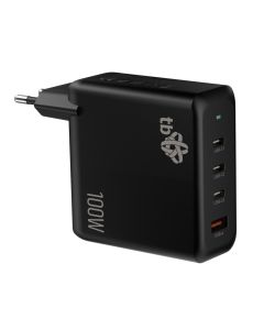 TB 3x USB-C + 1x USB-A nabíječka, GaN, 100W, černá