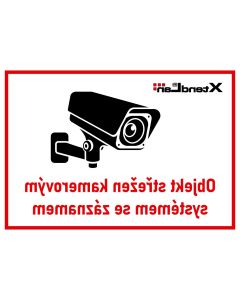XtendLan Bezpečnostní tabulka (samolepka) pro kamerové systémy, transparentní, zrcadlový tisk, 140x100mm