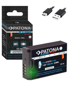 PATONA baterie pro foto Canon LP-E12 750mAh Li-Ion Platinum USB-C nabíjení