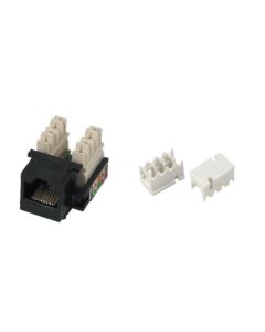 XtendLan Keystone jack RJ45, narážecí, CAT5e, UTP, s krytkami proti prachu, černý