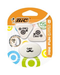 Pryž BIC Mini Fun, 3 tvary, blistr