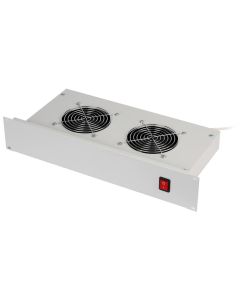 Triton 19" horizontální ventilační jednotka, 2 ventilátory, 2U, 220 V / 30 W, bimetalový termostat, šedá