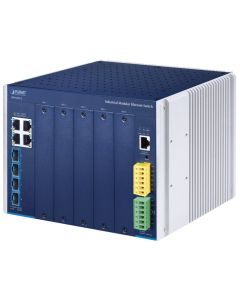 Planet IMS-6325-5 průmyslový L3 modulární switch, 4x1G, 5 slotů pro přídavné moduly IMS, IP30, -40~75°C, Dual 12~48VDC