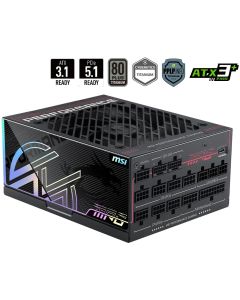 MSI zdroj MPG Ai1300TS PCIE5/ 1300W/ ATX3.1/ akt. PFC/ 12 let záruka/ 135mm ventilátor/ modulární/ 80PLUS Titanium