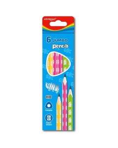 Grafitová tužka KEYROAD Neon JUMBO, HB, 6ks