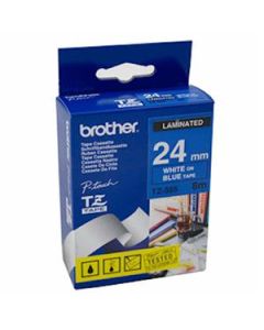 Brother - TZe-555,  modrá / bílá (24mm, laminovaná)