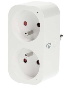 NEDIS Wi-Fi chytrá duo zásuvka/ 16A/ francouzský typ E/ IP21/ měřič výkonu/ Android/ iOS/ Nedis® SmartLife/ bílá