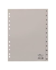 Plastový rozlišovač Durable - A4, šedý, 1-12