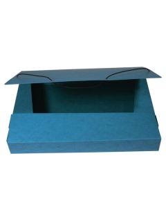 Prešpánový box na spisy s gumičkou A4, modrý