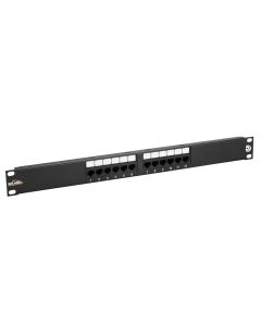 Solarix 19" Patch panel 12 x RJ45 CAT5E UTP 150 MHz černý 1U, SX12-5E-UTP-BK