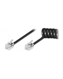 XtendLan Kabel telefonní 4 žíly, černý, kroucený, 2m,konektory 4p4c