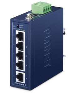 Planet ISW-500T-E kompaktní průmyslový switch, 5x 10/100Base-TX, ESD, DIN, 12-55VDC, IP40, -40~75°C, 250m Extended