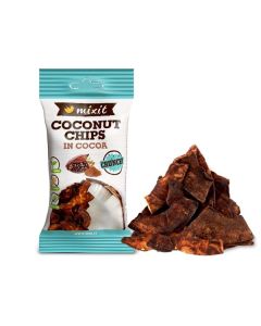 Kokosové chipsy Mixit - do kapsy, kakao, 45 g