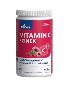 Vitamíny Vitar - vitamín C + zinek, malina, 45 tbl