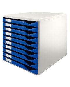 Zásuvkový box Leitz, 10 zásuvek, modrý/šedý