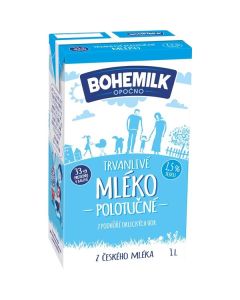 Trvanlivé mléko Bohemilk - 1,5%, polotučné, 1 l