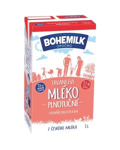 Trvanlivé mléko Bohemilk - 3,5%, plnotučné, 1 l