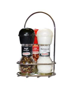 Mlýnek Kotányi -ve stojánku,pepř,sůl,chilli, 162 g