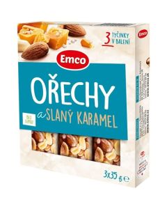 Tyčinky Emco - slaný karamel, 3x 35g