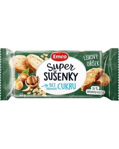 Ovesné sušenky Emco lískový oříšek 60 g, bez cukru