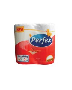 Toaletní papír Perfex - 3vrstvý, bílý, 4 role