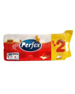 Toaletní papír Perfex - 3vrstvý, bílý, 10 rolí