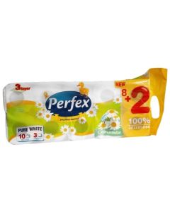 Toaletní papír Perfex - 3vrstvý, heřmánek, 10 rolí