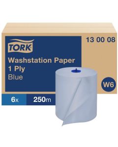 Papírové utěrky Tork - 1vrstvé, modré, W6, 6 rolí