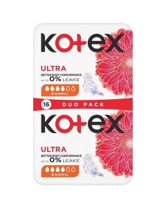 Dámské vložky Kotex - ultra normal, duopack, 16 ks