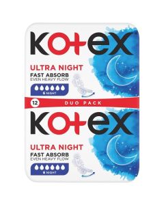 Dámské vložky Kotex - ultra night, duopack, 12 ks