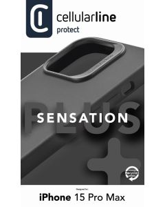 Ochranný silikonový kryt Cellularline Sensation Plus pro Apple iPhone 15 Pro Max, černý