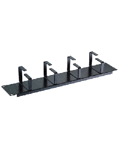 19" vyvazovací panel 2U 4x kov.háček (8,0 x 4,5-6,0cm) černý