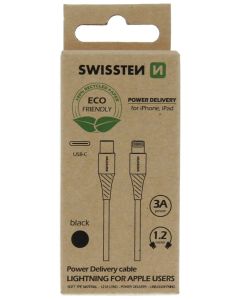 Swissten datový kabelusb-c/lightning černý 1,2m  (eco balení)