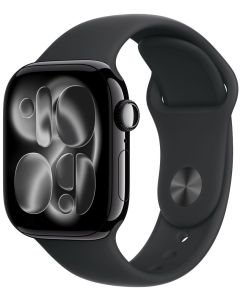 Apple Watch Series 11 Cellular 46mm Klavírně černý hliník s černým sportovním řemínkem - S/M