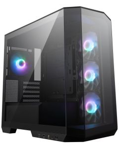 MSI skříň MAG PANO M100R PZ Black/ bez zdroje/ levé a přední sklo/ 4x 120 mm A-RGB fan/ 1x USB-C/ 1x USB3.2/ černá