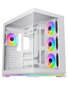 Krux skříň Atron ATX / 4x120 mm PWM ARGB fan / USB 2.0 / USB 3.0 / USB-C / panoramatická / bílá