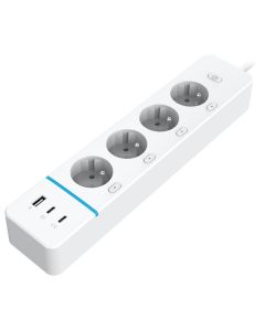 IMMAX NEO LITE SMART chytrý prodlužovací přívod/ 4x FR zásuvka/ 1x USB/ 2x USB-C/ Power delivery/ Wi-Fi/ bílý/ TUYA