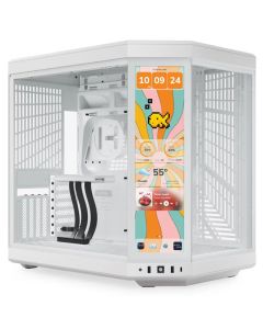 HYTE skříň Y70 Touch Infinite Snow White / 14,9" dotykový displej / levé a přední sklo / Riser PCIe 4.0 / bez zdroje
