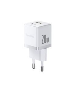 Baseus Rychlonabíječka do sítě Palm 20W 1xUSB-A 1xUSB-C PD QC 3.0 bílá